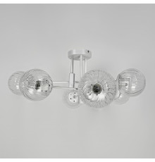Люстра стельова в білому корпусі на 6 прозорих плафонів