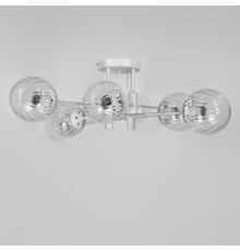 Люстра стельова в білому корпусі на 8 прозорих плафонів