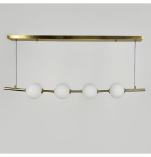 Видовжена латунна люстра з 4-ма акриловими кульками