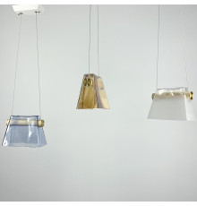 Підвіс із сіро-блакитний плафоном та фурнітурою з екошкіри