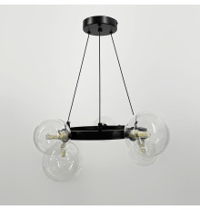 Кільцева люстра з 5 прозорими плафонами у чорному корпусі
