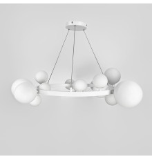 Кільцева люстра з 15 білими плафонами у білому корпусі