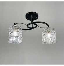 Люстра в чорному корпусі на 2 плафони із чорно-білими візерунками