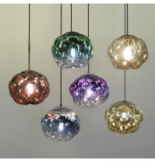 Підвіс із фактурним скляним плафоном в зеленому кольорі