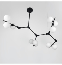 Чорна люстра з 12 білими плафонами 105х70 см