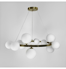 Кільцева латунна люстра з 14 білими плафонами Ø 75 см