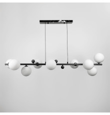 Видовжена люстра з 9 білими плафонами довжиною 115 см