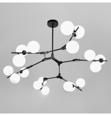 Чорна люстра з 18 білими плафонами Ø110 см