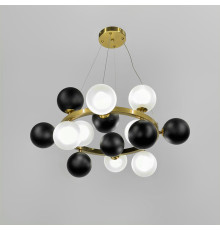 Кільцева люстра з 7 матовими та 7 чорними плафонами Ø 60 см