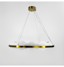 Підвісна люстра з латунним кільцем та матовими кругами Ø 80 см