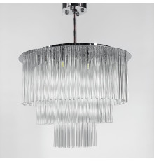 Люстра із трьома ярусами скляних трубок у хромованому корпусі Ø 60 см