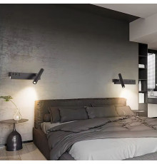 Чорне бра з поворотним спотом справа + розʼєм Type-C