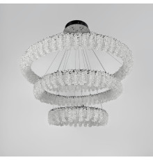 Кільцева кришталева люстра в хромі на 3 яруси 80+60+40 см