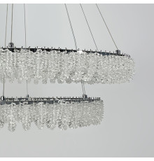 Кільцева кришталева люстра в хромі на 2 яруси 80+60 см