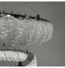 Кільцева кришталева люстра в хромі на 2 яруси 60+40 см