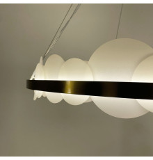 Підвісна люстра з латунним кільцем та матовими кругами Ø 60 см