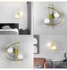 Золоте ліве бра на 2 білих плафона