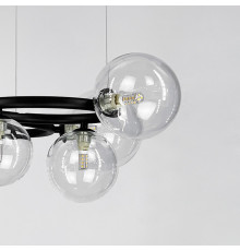 Чорна люстра Gorizia на 9 прозорих плафонів