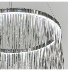 Хромована люстра з ланцюжками на 2 яруси Ø 80+50 см