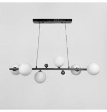 Видовжена люстра з 6 білими плафонами довжиною 90 см