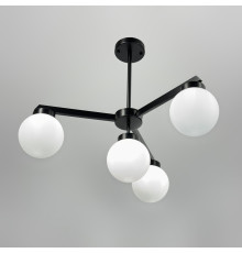 Чорна люстра на 4 білих плафони Ø 60 см