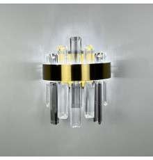 Латунне бра із прозорим та графітовим кришталем