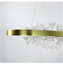 Видовжена латунна люстра із квітковою композицією 90 см
