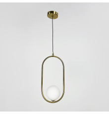 Підвісний латунний світильник із білим плафоном 40х20 см