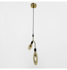 Латунний світильник з 2-ма янтарними видовженими плафонами