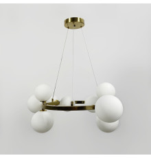 Кільцева латунна люстра з 9 білими плафонами Ø 60 см