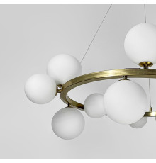 Кільцева латунна люстра з 18 білими плафонами Ø 90 см