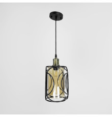 Стильний чорний підвіс із янтарним плафоном з серії Лофт