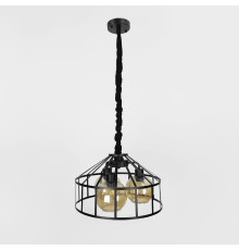 Чорна люстра Лофт на 3 янтарних плафони