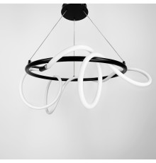 Чорна кільцева люстра з гнучкою LED стрічкою Ø95 см (кільце 60 см)