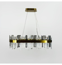 Підвісна овальна люстра із кришталем у латунному корпусі 100х30 см