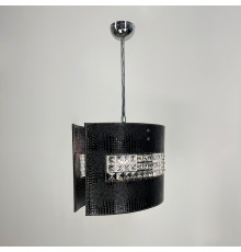 Світильник з чорною екошкірою та кришталевими камінчиками