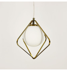 Латунний підвісний світильник із білим плафоном Ø 27 см