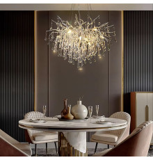 Люстра в корпусі хром зі скляними підвісами Ø 80 см