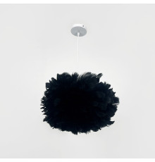 Світильник з натуральним пір'ям чорного кольору Ø 40 см