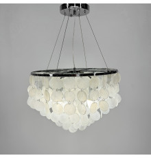 Кругла срібна люстра ATHELIA із перламутровими пластинами Ø 60 см