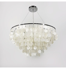 Кругла срібна люстра ATHELIA із перламутровими пластинами Ø 80 см