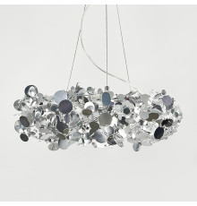 Вишукана срібна кільцева люстра із металевими монетками Ø 60 см