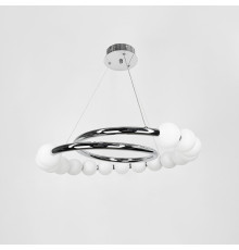 Підвісна хромована люстра із білими кульками Ø 60 см