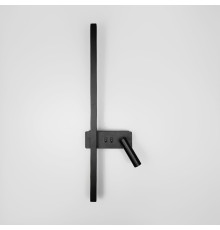 Чорне лінійне бра 65 см зі спотом справа та 2-ма вимикачами