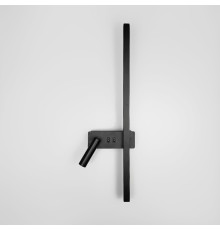 Чорне лінійне бра 65 см зі спотом зліва та 2-ма вимикачами