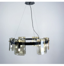 Підвісна люстра в чорному кольорі з янтарними пластинами