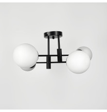 Люстра стельова в чорному корпусі на 4 білих плафони Ø 60 см