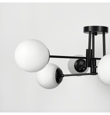 Люстра стельова в чорному корпусі на 6 білих плафонів Ø 70 см