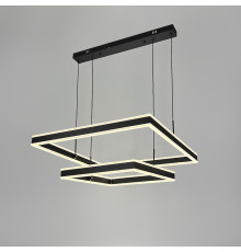 Люстра з двома підвісним квадратом у чорному корпусі 80+60 см