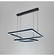 Люстра з двома підвісними квадратами у чорному корпусі 60+40 см